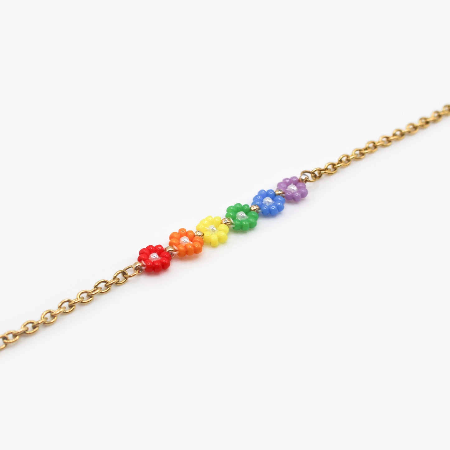 Collana oro con margherite arcobaleno
