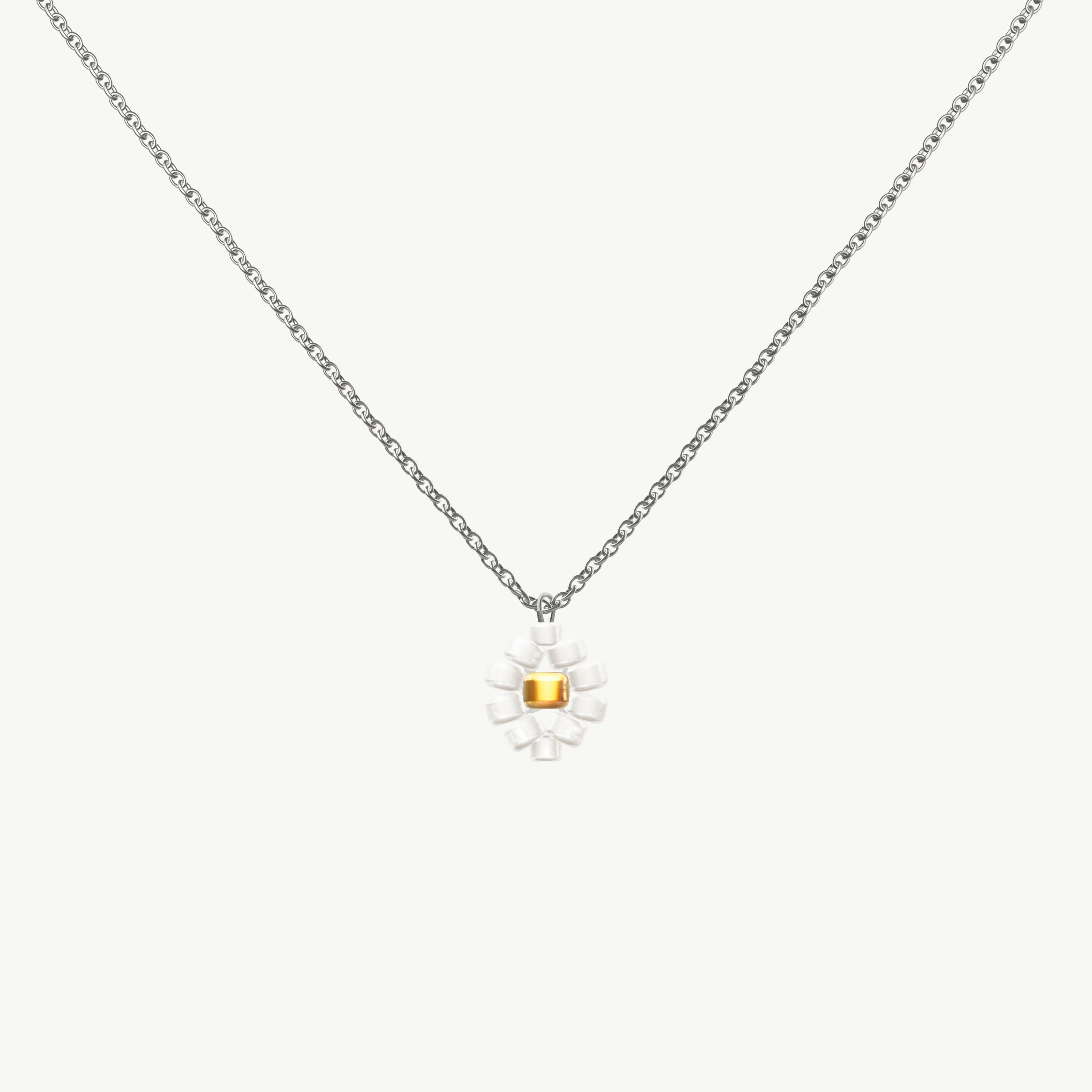 Collana cinese d'epoca in argento placcato oro con madreperla