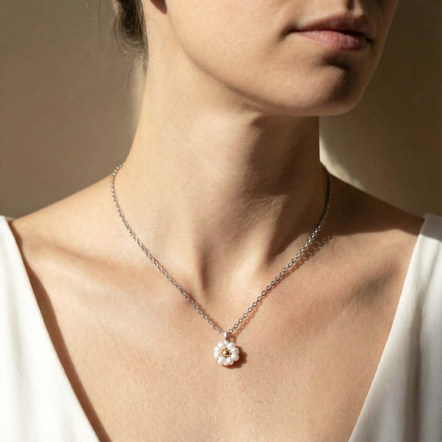 Collana argento con pendente margherita