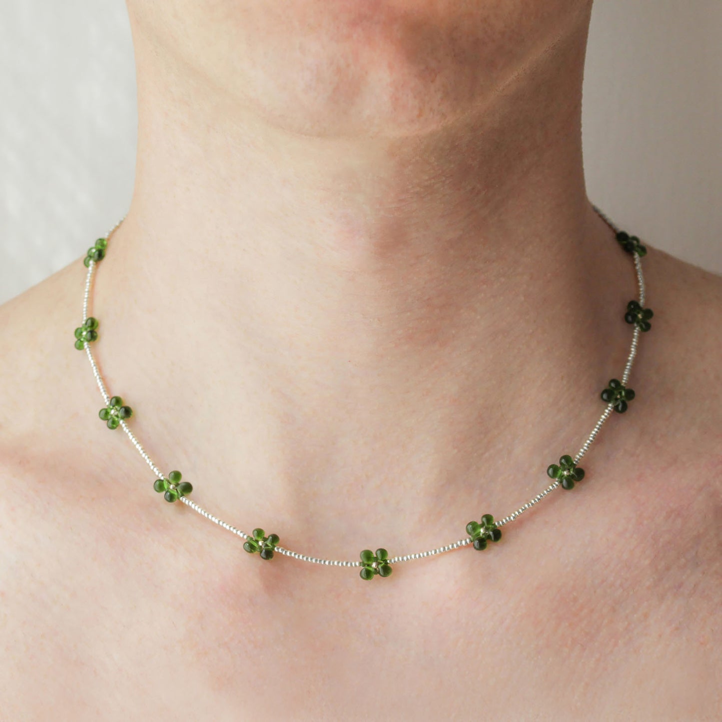 Collana quadrifogli argento