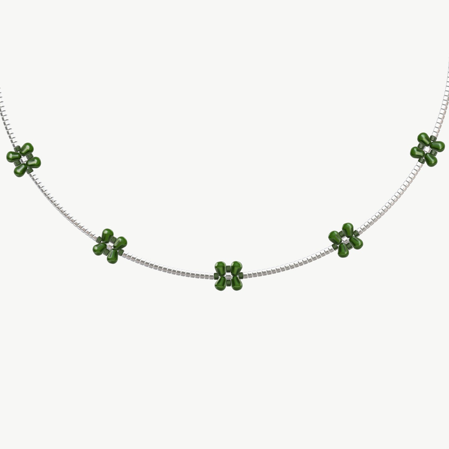 Collana quadrifogli argento