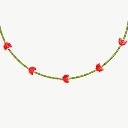 Collana tulipani rossi