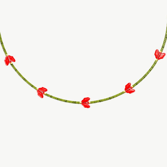 Collana tulipani rossi